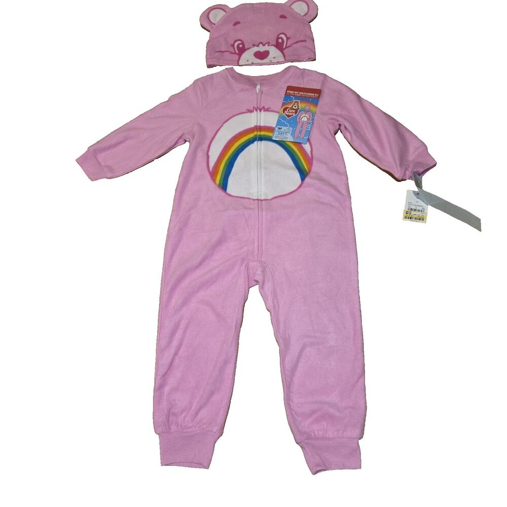 Care Bears Pink Blanket Sleeper CHEER BEAR With Hat Toddler Girl 18 Months NEW